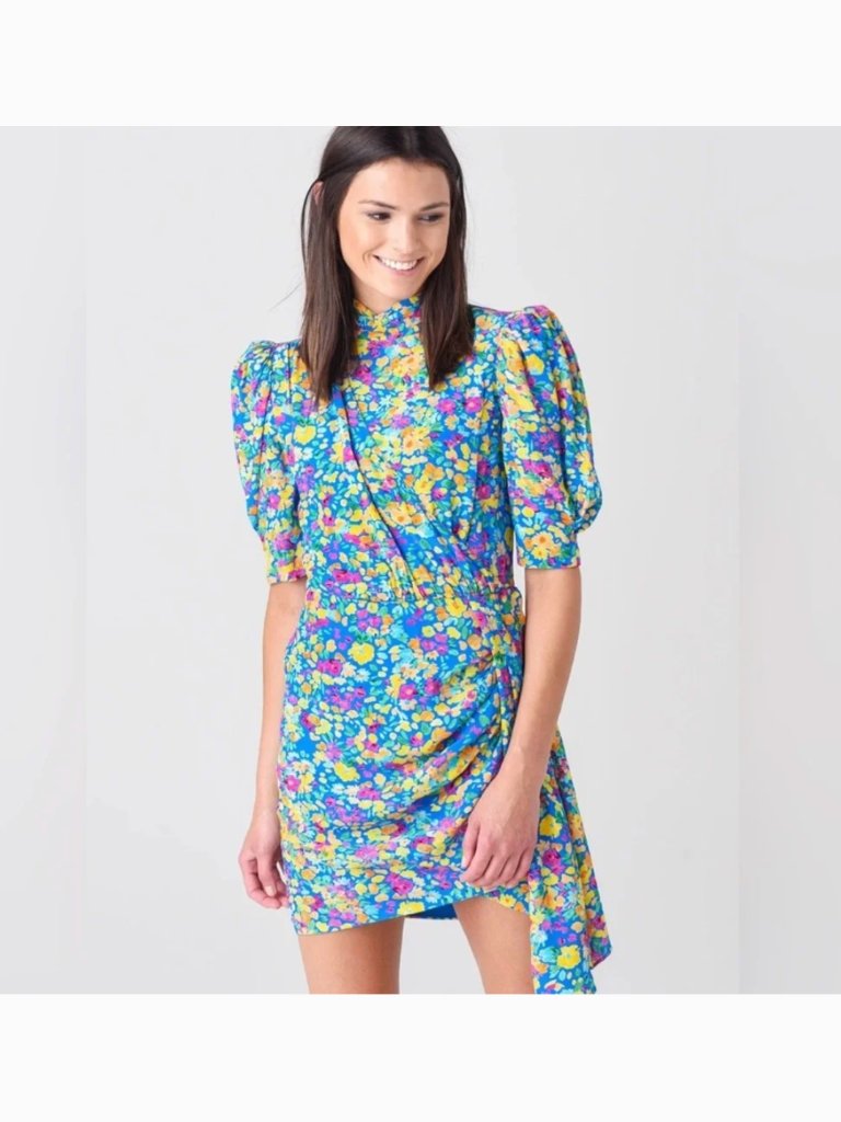 Saylor Vivienne Saylor X Revolve Ruched Puff Sleeve Mini Dress L
